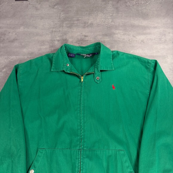 Polo Ralph Lauren Harrington Jacket Mens XL Kelly Green Cotton Bi Swing Full Zip - Picture 2 of 7